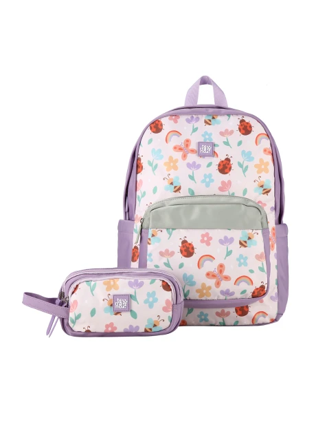 Kit Mochila + Cartuchera kids Purple Flower